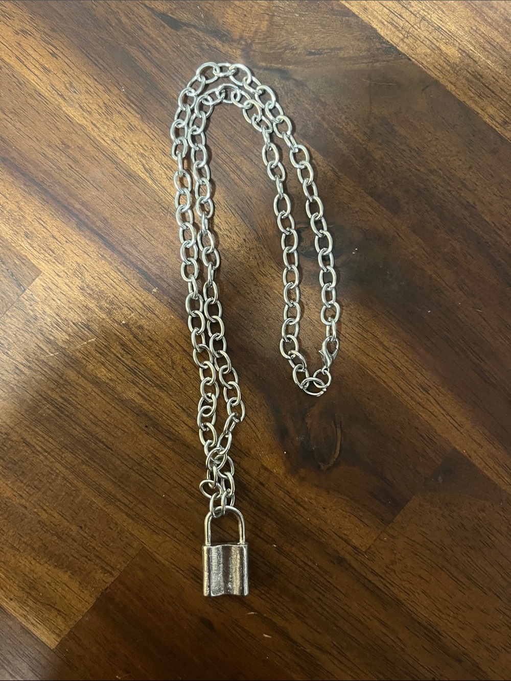 Lock chain silver necklace